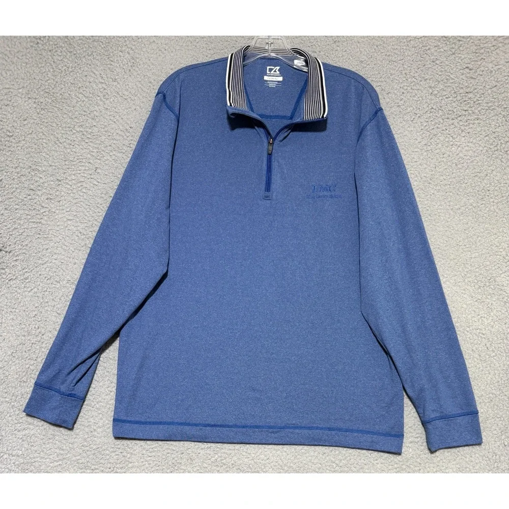 Cutter & Buck DryTec 1/4 Zip Pullover Mens Large Blue EMC Logo